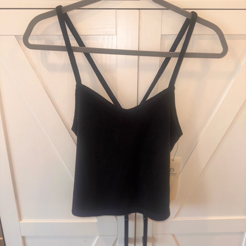 Mono B Black Double Strap terry cloth Camisole